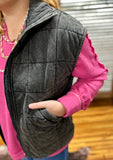 "Quilted Vest" Vintage Wash *Black