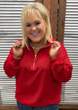 Levi Ribbed Quarter Zip *Red