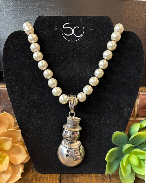 "Frosty on Pearls" Necklace