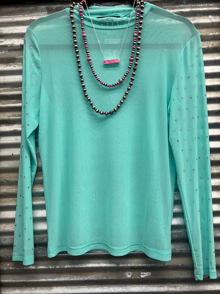 "Turquoise Trouble" Mesh Top