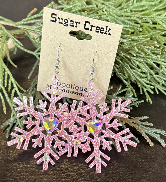 "Pink Snowflake" Earring