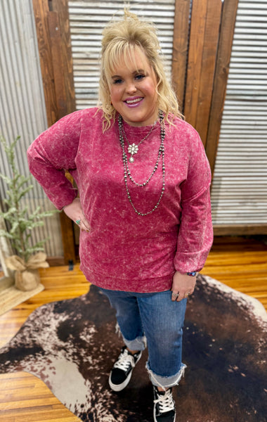 Alexis Corded Vintage Pullover - Maroon