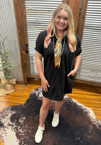 "Brought Me" Shirt Dress *Ash Black