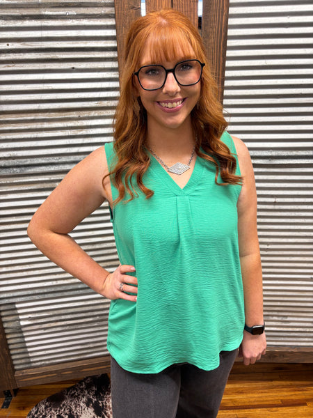 "Essential Woven Tank" Top *Kelly Green
