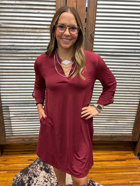 "Solid Lizzy" Dress *Wine