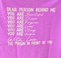 "Dear Person Behind, Me" Graphic