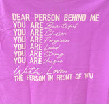 "Dear Person Behind, Me" Graphic