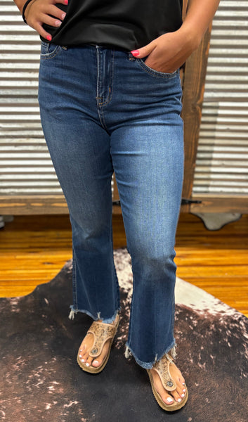 “Dark Moscato” High Rise Crop Flare Jean