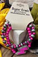 "Western Lightning" Bracelet Set *Hot Pink