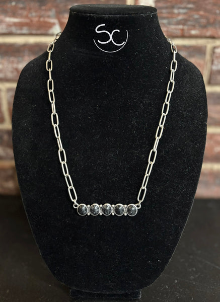 "Studded Bar" Necklace *Black