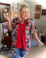 “Ruffled Sleeve” Floral Cardigan