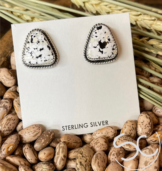 “Triangle Stud” SS White Buffalo Earring