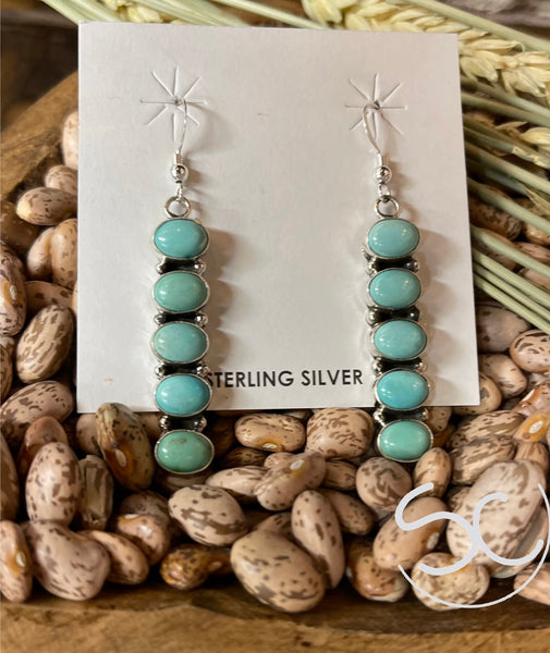 “Five Drop” SS Turquoise Earring