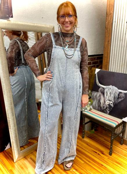 "Stone Wash Denim" Overalls