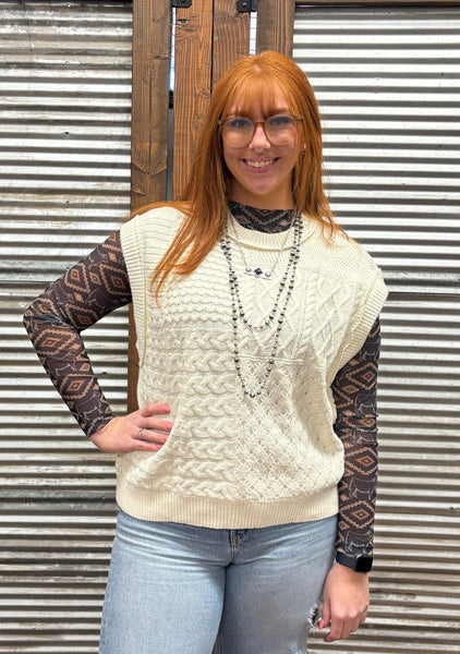 "Cable Knit Dolman" Sweater Tank