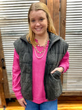 "Quilted Vest" Vintage Wash *Black