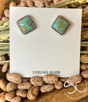 “Dismond Stud” SS Kingman Turquoise Earring