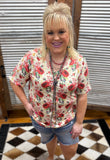 Porcelain Petals V-Neck Top