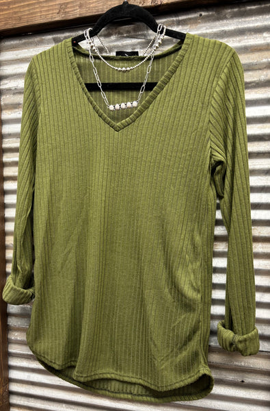 "Basic Ribbed" Long Sleeve *Olive