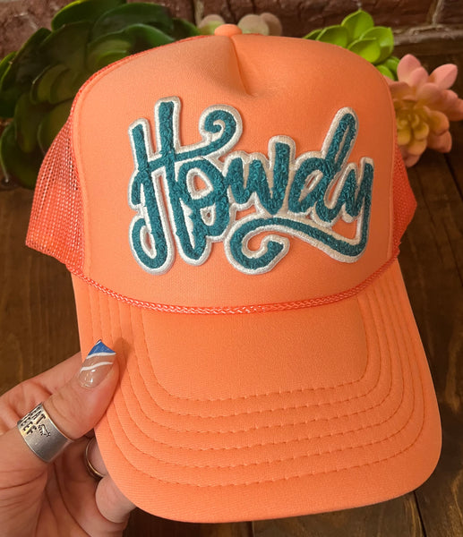 "Howdy" Trucker Hat *Coral