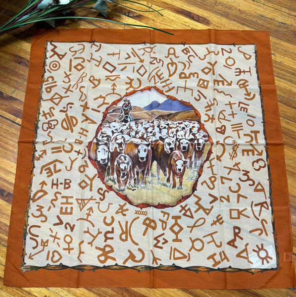 "Cattle Drive" XO Shorty Silk Scarf
