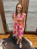 Patchwork Flutter Sleeve Dress