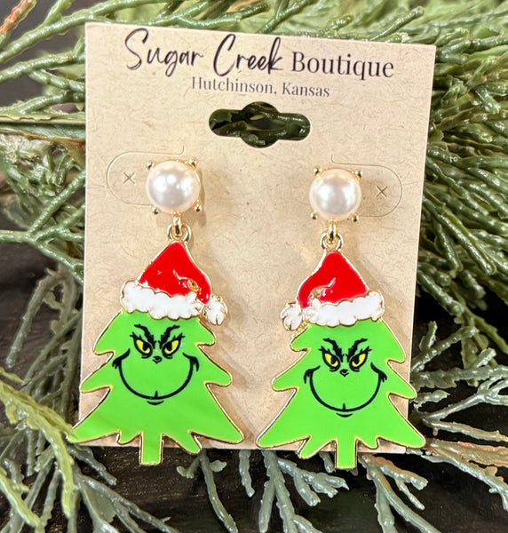 "Grinchy Tree" Earring *Red