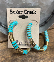 "Turquoise & Gold" Hoop Earring