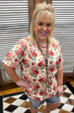 Porcelain Petals V-Neck Top