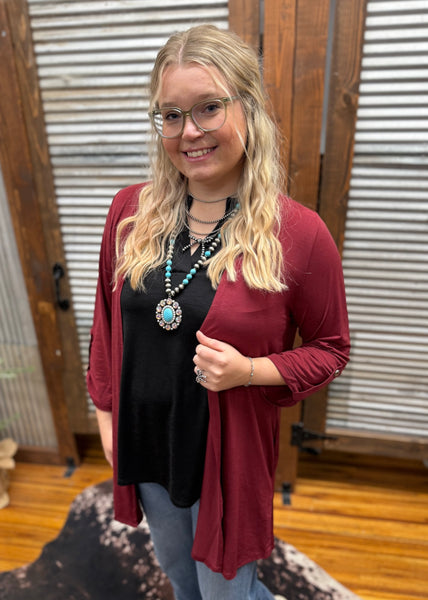 "Solid Lizzy" Cardigan *Wine