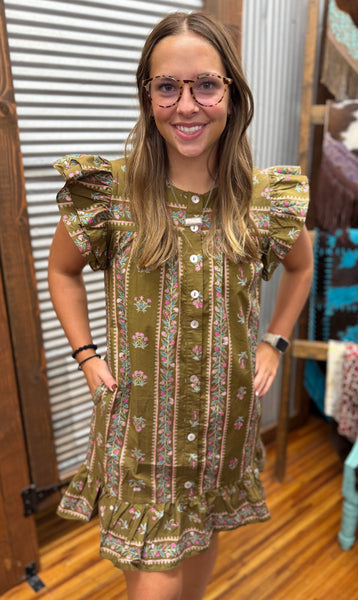 "Fall Floral" Button Down Dress
