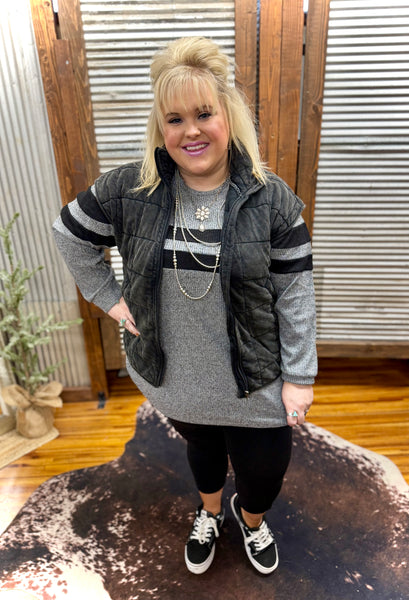 "Casual Cozy Fall" Top *Grey/ Black