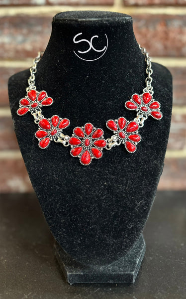 "Ruby Flower" Necklace