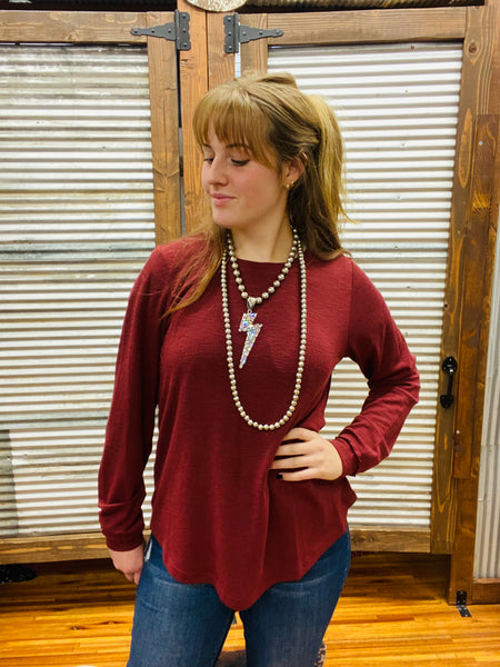 "Cozy Ribbed" Long Sleeve Top *Burgundy