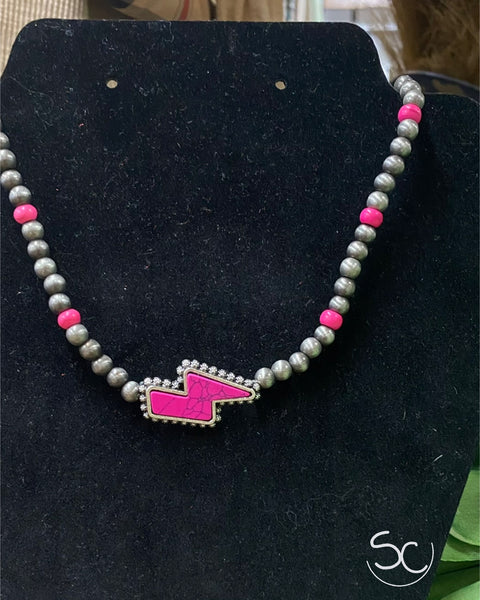 "Western Lightning" Necklace *Hot Pink