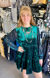 "Elegant Velvet" Baby Doll Dress *Hunter Green