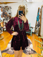 "Elegant Velvet" Baby Doll Dress *Wine