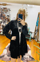 "Elegant Velvet" Baby Doll Dress *Black