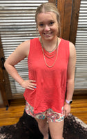 "Basic Essential V-Neck" Tank *Coral