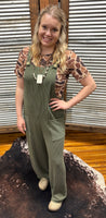 "Olive Ribbed" Overalls