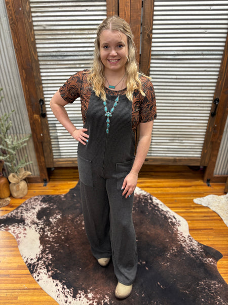 "Charcoal Ribbed" Overalls