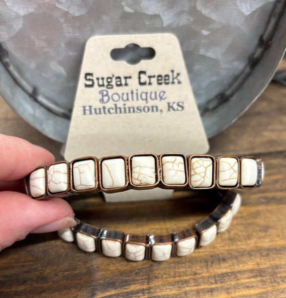 “White Studded” Stretch Bracelet *Copper