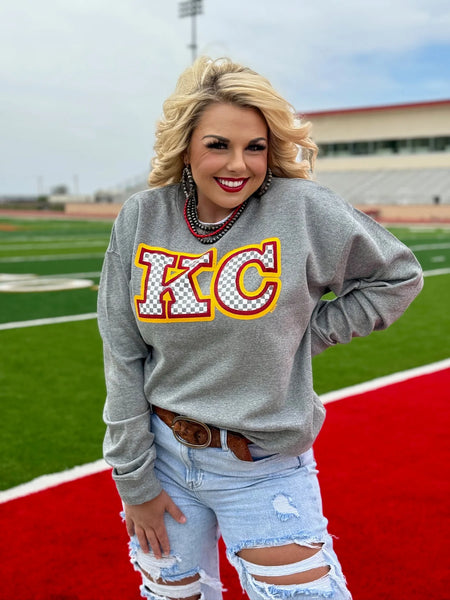 KC Checkered Print Sweatshirt by Randi Mahomes