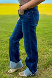 Cuffed Stright Leg Jeans