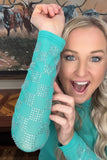 "Checked In Turquoise" Mesh Top