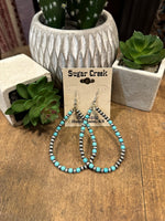 "Tiny Bead" Turquoise/Navajo Hoop Earring