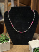 “Tiny Bead” Hot Pink/Navajo Choker Necklace