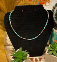 “Tiny Bead” Turquoise/Navajo Choker Necklace